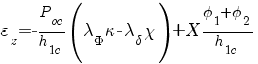 varepsilon_z = - P_{oc}/h_{1c} (lambda_Phi kappa - lambda_delta chi) + X{phi_1 + phi_2}/{h_{1c}}