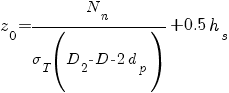 z_0 = {N_n}/{sigma_T (D_2 - D - 2d_p) } + 0.5h_s